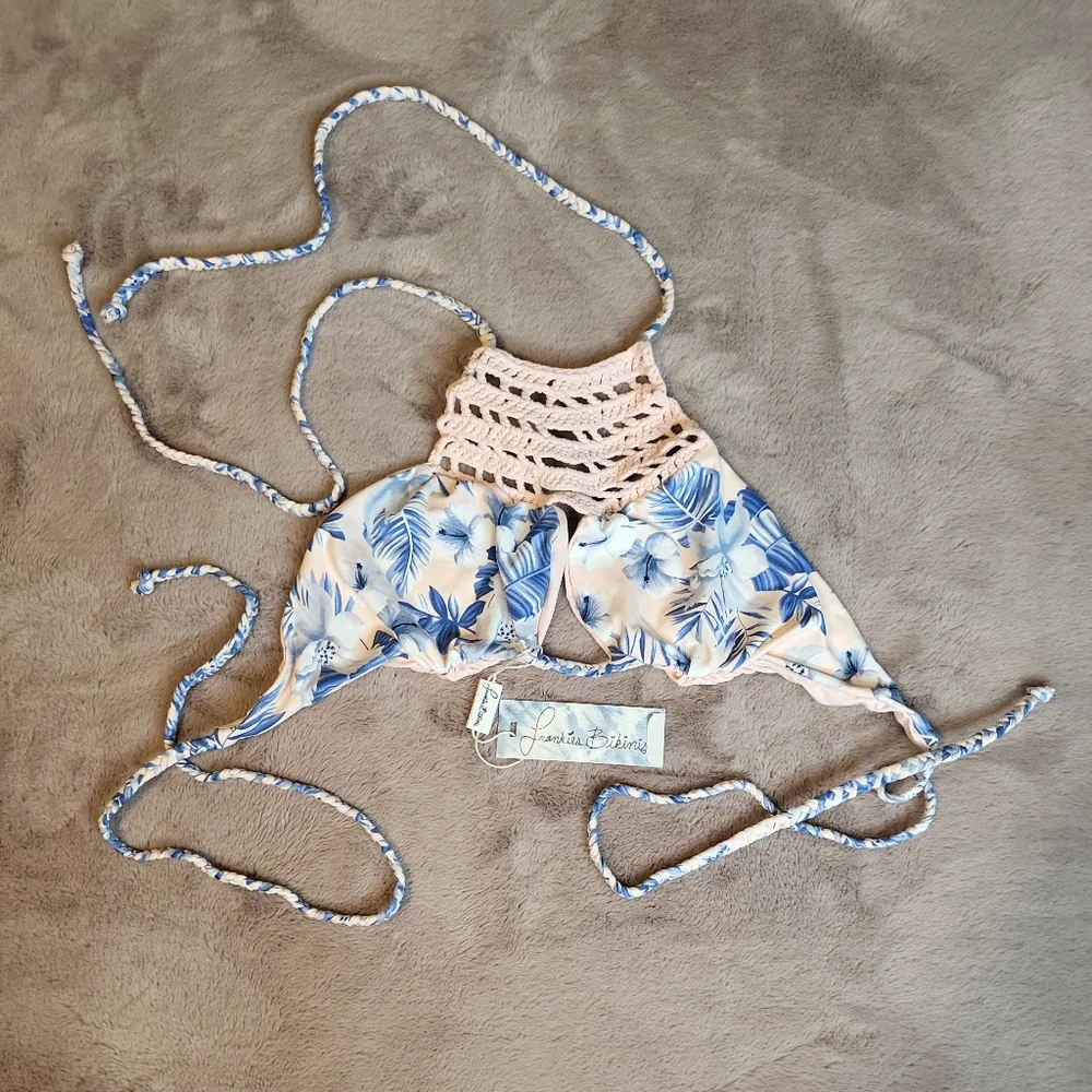 Frankie's Bikinis Top Mimi Bikini Top Hawaiian Blush Size L Brand New NWT